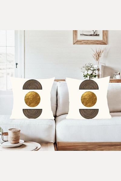 on the clouds Geometric Design Combination with Circle Hidden Zipper Throw Pillow Cover Sofa Pillow Case Set (2Pcs)