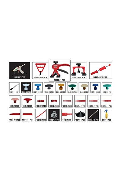 Safi Grup 145 Parça PDR Çektirme Seti – Profesyonel PDR Gerdirme Aparatları