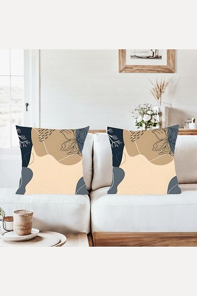 on the clouds Bohemian Botanical Flower Pattern Combination Hidden Zippered Throw Pillow Cover Sofa Pillow Case Set (2Pcs)