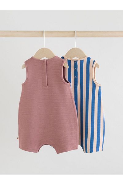 Next Baby 100% Cotton Multi Bright Waffle Printed 2-Piece Romper Set