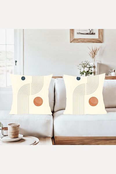 on the clouds Bohemian Abstract Lines Combination Hidden Zipper Throw Pillow Cover Sofa Pillowcase Set(2Pcs)