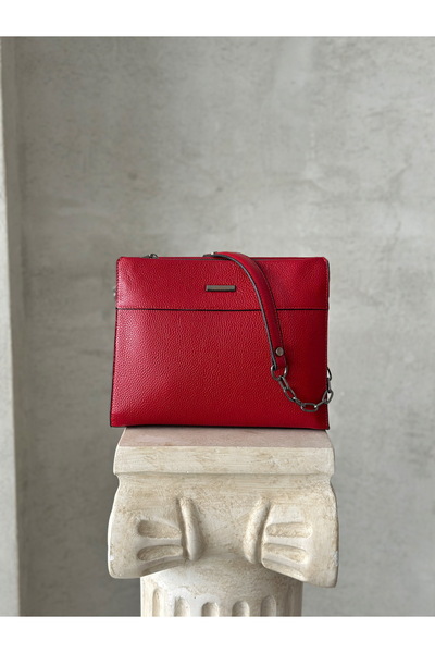DERKON Arm and Shoulder Bag Genuine Leather Monica Model Red