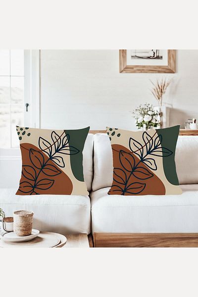 on the clouds Leaf Pattern Combination Hidden Zippered Throw Pillow Cover Sofa Pillow Case Set (2Pcs)