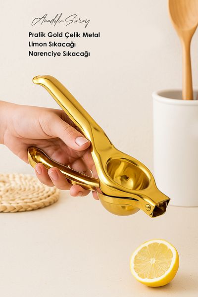 Anadolu Saray Luxury Gold Steel Metal Lemon Squeezer Citrus Juicer |   Gold Lemon Juicer