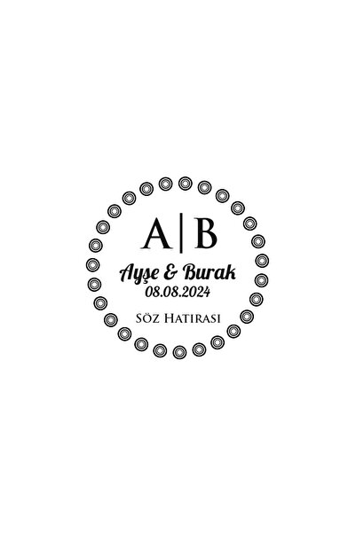 Reysa Tasarım خاتم خطوبة دائري مع إطار داخلي مختوم بالهينا مقاس 3 × 3 سم ملصق...