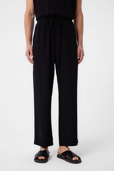 Antioch Black Linen Blend Jogger Men's Trousers