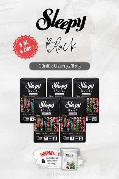 Sleepy Buy 5 Pay 4 Black Daily Pad Long 32 Pcs, Rosie Gift
