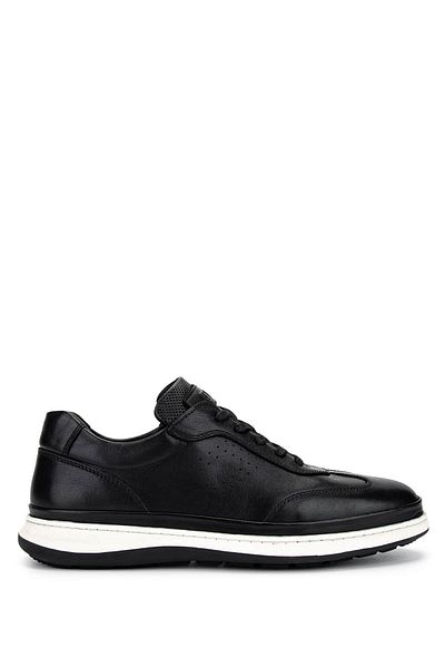 Tamer Tanca Men's Genuine Leather Black Casual Shoes