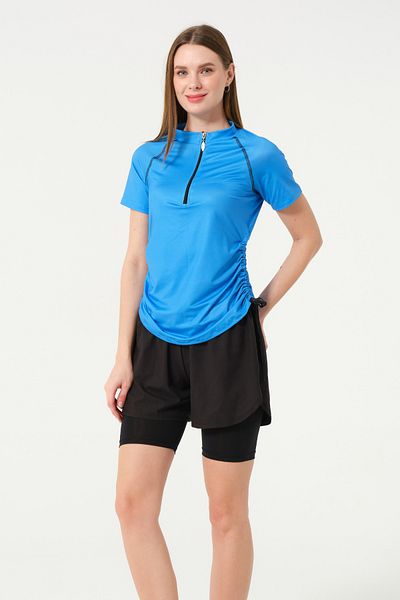 İYİBU Costum de baie pentru femei cu pantaloni scurți Set de 2 piese - Costum de baie sport hidrofug, cu uscare rapidă, elastic