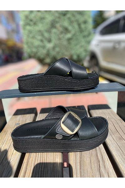 Mammamia D25YT-1285 Γυναικείες παντόφλες σόλας με μαξιλάρι από γνήσιο δέρμα