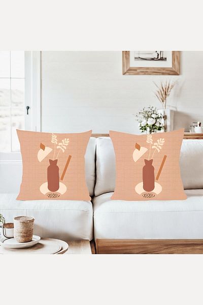 on the clouds Nordic Vase Beige Flower Combination Hidden Zipper Throw Pillow Cover Sofa Pillowcase Set(2Pcs)