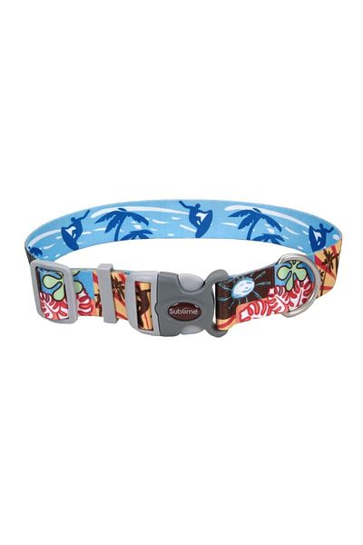 Coastal 1.5in Sublime Dog Collar Surf,Sun and Beach Large