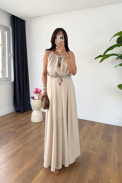 BİRCANÇİL Bonita Stone Beaded Strap Skirt Lined Blouse Set