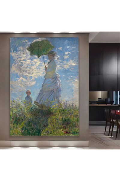 EMYA HOME Femeie cu umbrelă - Pictură pe pânză de o femeie cu umbrelă