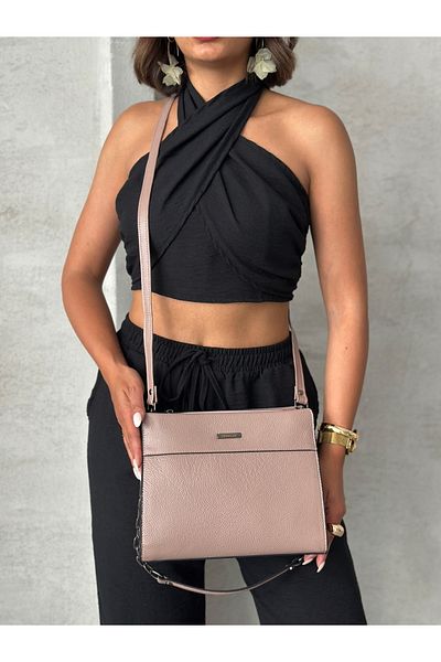 DERKON Arm and Shoulder Bag Genuine Leather Monica Model Powder