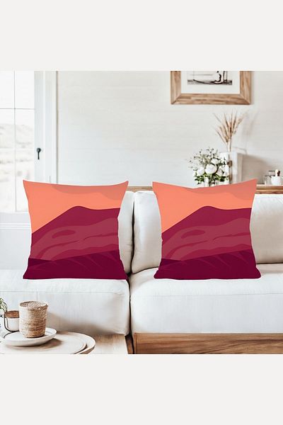 on the clouds Orange Claret Red Color Combination Hidden Zipper Throw Pillow Cover Sofa Pillow Case Set (2Pcs)