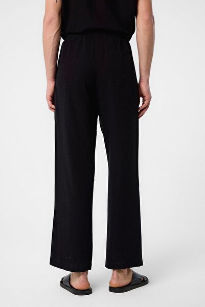 Antioch Black Linen Blend Jogger Men's Trousers