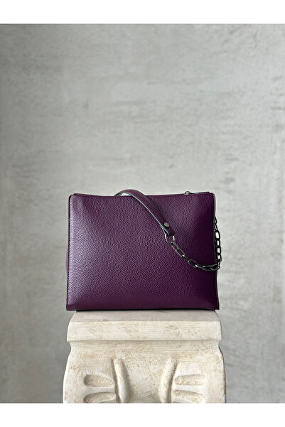 DERKON Arm and Shoulder Bag Genuine Leather Monica Model Purple
