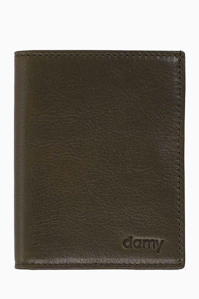 DAMY Genuine Leather Vertical Men's Wallet - Credit Card Holder, Paper Money Compartment Wallet 216 - Khaki