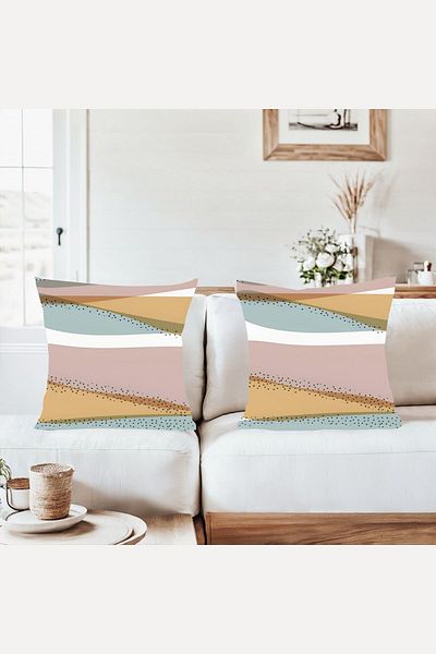 on the clouds Soft Colors Horizontal Line Transitional Hidden Zipper Throw Pillow Cover Sofa Pillowcase Set(2Pcs)