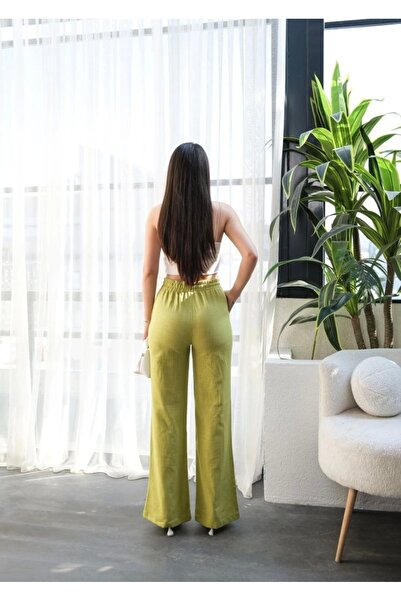 DEAG Linen Trousers with Elastic Waist and Laces