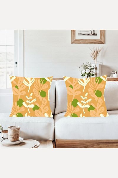 on the clouds Tile Floor Botanical Leaf Combination Hidden Zippered Throw Pillow Cover Sofa Pillow Case Set (2Pcs)