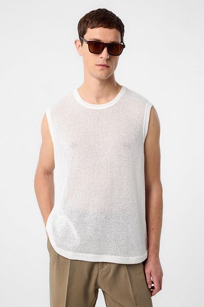 Antioch White Textured Men's Sleeveless T-Shirt
