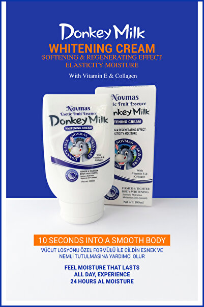 Nera Classy Donkey Milk Whitening Cream, 180ml Gerçek Eşek Sütü Beyazlatıcı Vücut Losyonu 24 Saat Etkili
