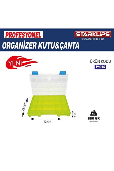 Star Klips Fosforlu 20 Bölmeli Plastik Organizer Çanta  Sabit Gözlü Takım, H...