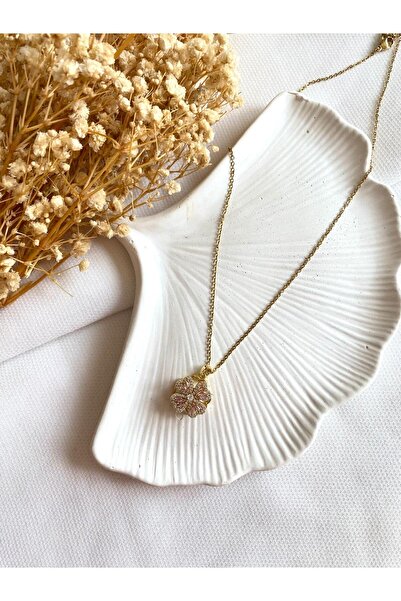 saren aksesuar & takı papatya detaylı çelik kadın kolye