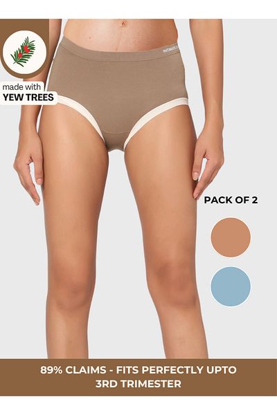 Intimate Queen Yew Tree Bae Maternity Briefs – Silky Soft, Antibacterial Calm, Full-Coverage Comfort (Pack Of 2)