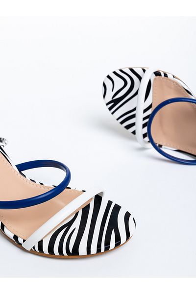 Kalapod Women's white and black sandals made of ecological leather Malayah