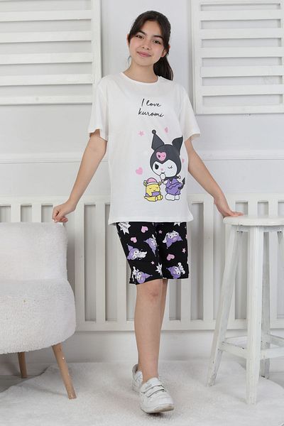 ZUZUNGA I Love Kuromi Printed Short Sleeve Shorts Pajamas Set