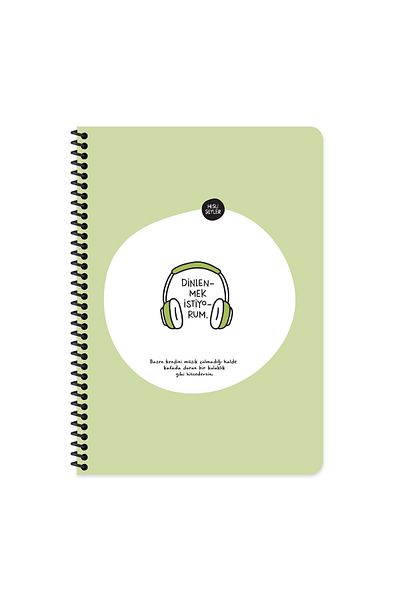 Keskin Colors Hisli Şeyler A4 Lined Spiral Notebook with Stickers I Want to Rest