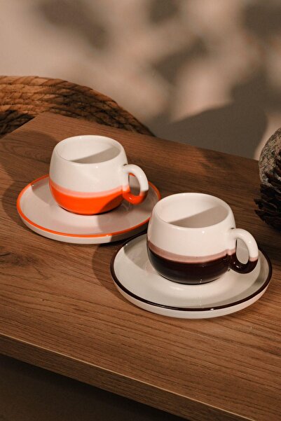 Love Bundles Handmade Ceramic 2-Piece Turkish Coffee Cup Set (100 ml) 4 Pieces