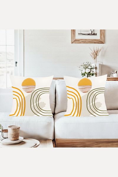 on the clouds Minimalist Line Patterned Combination Hidden Zippered Throw Pillow Cover Sofa Pillow Cover Set (2Pcs)