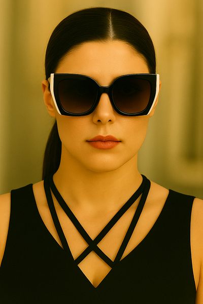 Merand Black and White Oversize Women's Sunglasses – Uv400 Protection