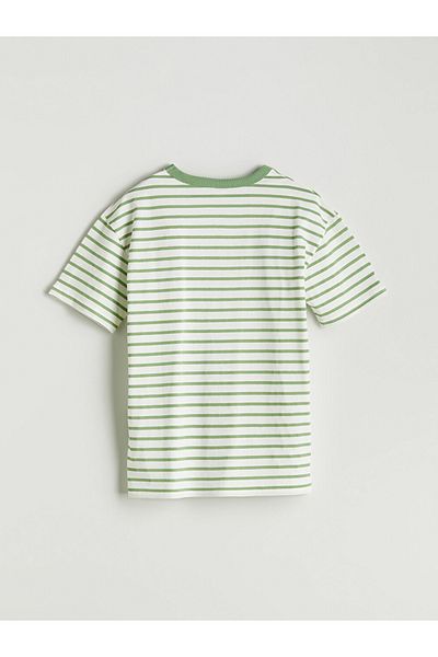 LC Waikiki Comfortable Fit Cotton Combed Fabric Striped Boys T-Shirt