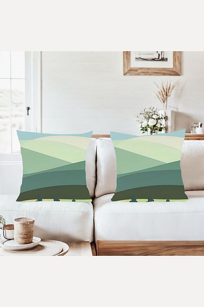 on the clouds Modern Green Combination Hidden Zippered Throw Pillow Cover Sofa Pillow Cover Set (2Pcs)