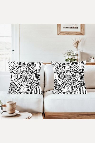 on the clouds Black Polka Dots Modern Combination Hidden Zipper Throw Pillow Cover Sofa Pillowcase Set(2Pcs)