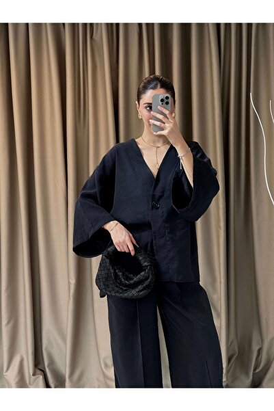 LUUNA STORE مجموعة بلوزة بأزرار أمامية