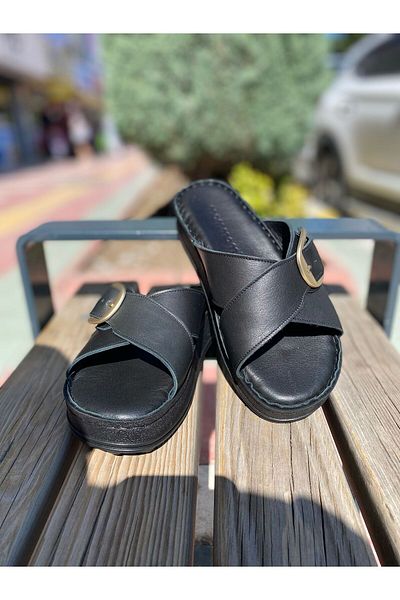 Mammamia D25YT-1285 Γυναικείες παντόφλες σόλας με μαξιλάρι από γνήσιο δέρμα