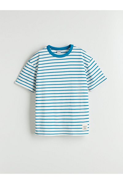 LC Waikiki Comfortable Fit Cotton Combed Fabric Striped Boys T-Shirt
