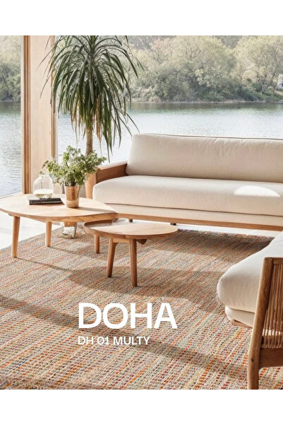 DOGANLAR ANTIQ DOHA MULTY Jüt ve Polyester ile Üretilen Çift Taraflı Modern K...