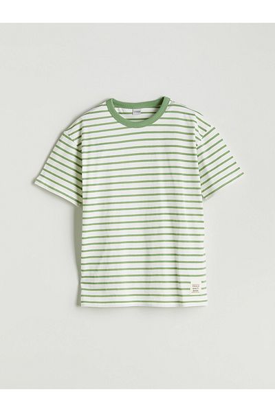 LC Waikiki Comfortable Fit Cotton Combed Fabric Striped Boys T-Shirt