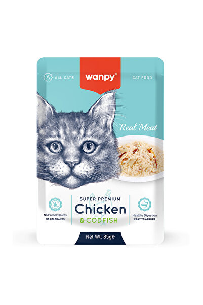 Wanpy 85 gr Pouch Tavuklu & Morina Balıklı Yaş Kedi Maması
