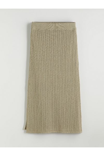 LC Waikiki Openwork Knitwear Skirt with Elastic Waist