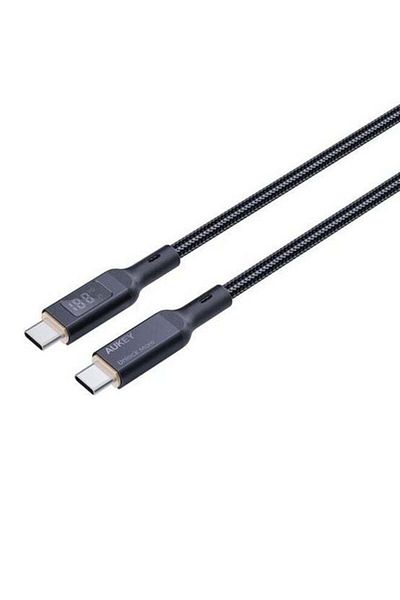 AUKEY 100W PD Nylon Braided USB-C To USB-C Cable with LCD 1.8M MCC102 Black