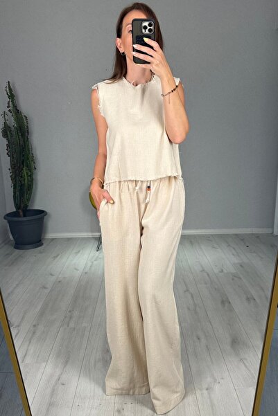 lady special Σετ μπλούζα λινό παντελόνι