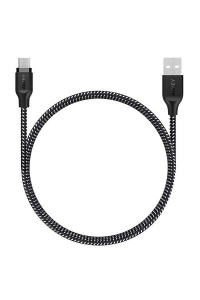 AUKEY كابل USB 2.0 إلى Micro USB مضفر من النايلون بطول 2 متر AM2 أسود